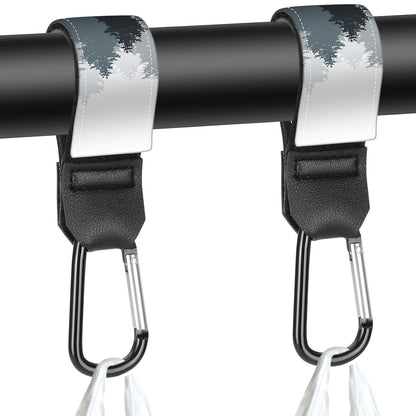 Stroller Straps, Mommy Hooks Diaper Bags, Universal Shopping cart, Wallet, Backpack - 2 Packs (White Flowers + Black Flowers)