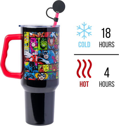 Coca-Cola Diet Coke Vertical, Stainless Steel Tumbler, 40oz | Ribbon, Includes Handle, Double Walled, Straw, Fits in Cup Holder, 1.18 Liters