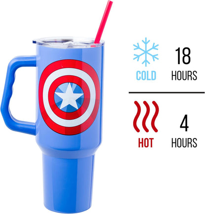 Coca-Cola Diet Coke Vertical, Stainless Steel Tumbler, 40oz | Ribbon, Includes Handle, Double Walled, Straw, Fits in Cup Holder, 1.18 Liters