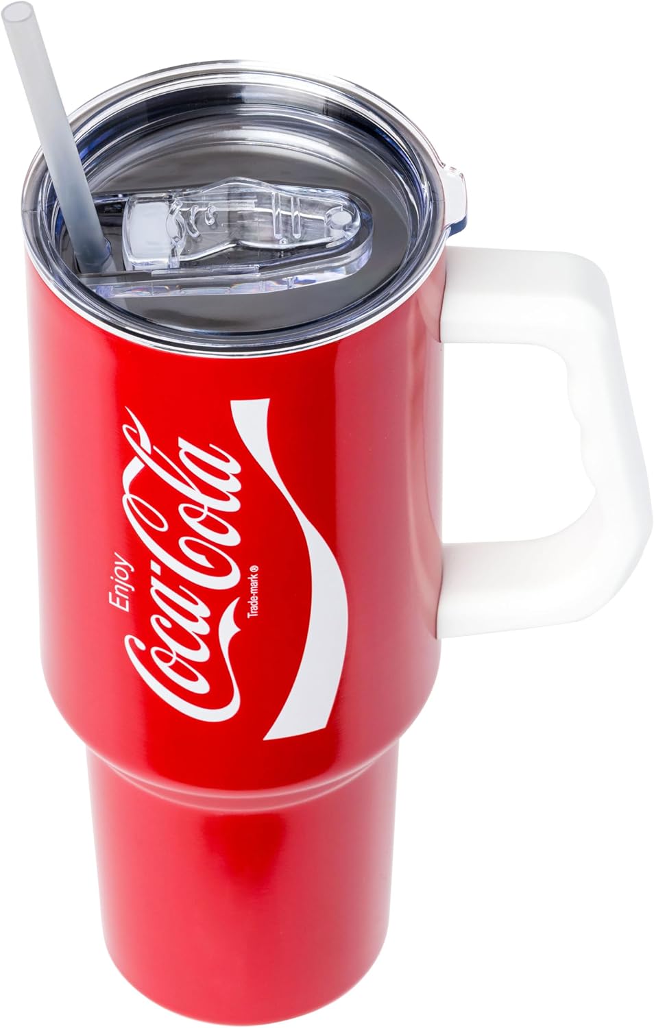 Coca-Cola Diet Coke Vertical, Stainless Steel Tumbler, 40oz | Ribbon, Includes Handle, Double Walled, Straw, Fits in Cup Holder, 1.18 Liters