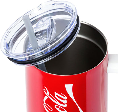 Coca-Cola Diet Coke Vertical, Stainless Steel Tumbler, 40oz | Ribbon, Includes Handle, Double Walled, Straw, Fits in Cup Holder, 1.18 Liters