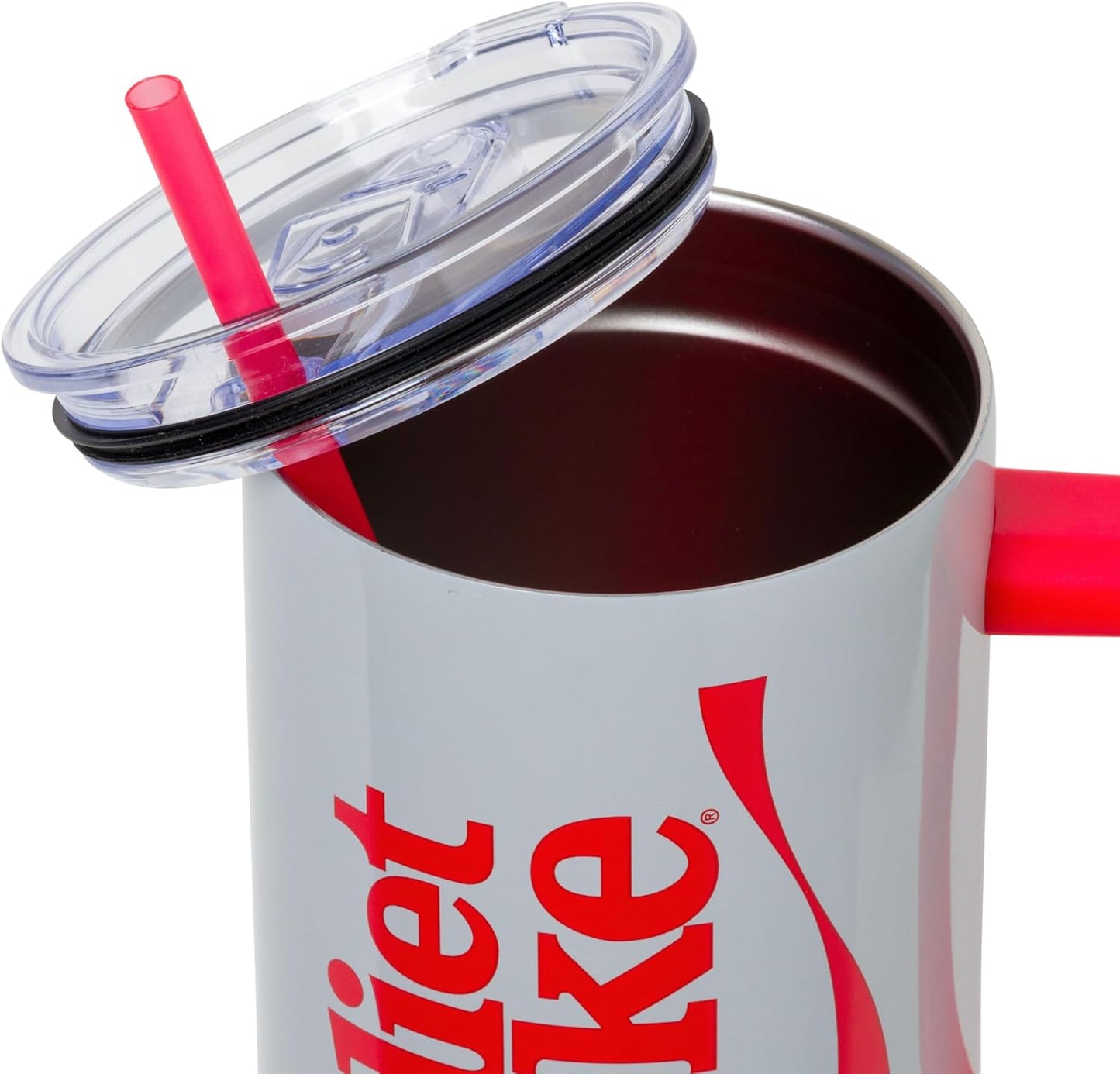 Coca-Cola Diet Coke Vertical, Stainless Steel Tumbler, 40oz | Ribbon, Includes Handle, Double Walled, Straw, Fits in Cup Holder, 1.18 Liters