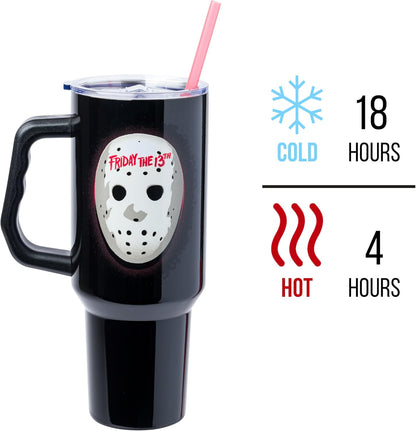 Coca-Cola Diet Coke Vertical, Stainless Steel Tumbler, 40oz | Ribbon, Includes Handle, Double Walled, Straw, Fits in Cup Holder, 1.18 Liters