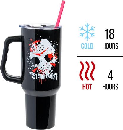 Coca-Cola Diet Coke Vertical, Stainless Steel Tumbler, 40oz | Ribbon, Includes Handle, Double Walled, Straw, Fits in Cup Holder, 1.18 Liters