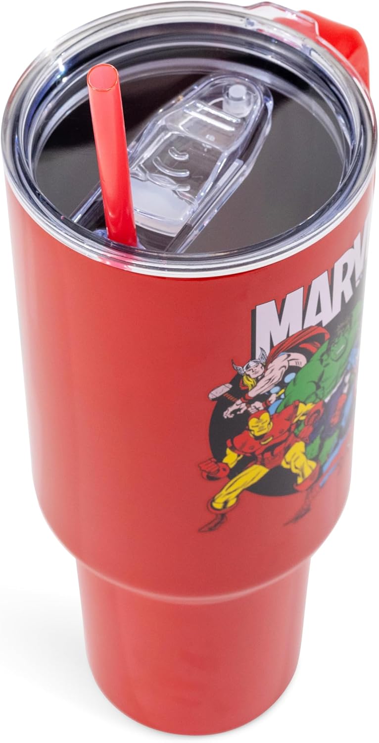 Coca-Cola Diet Coke Vertical, Stainless Steel Tumbler, 40oz | Ribbon, Includes Handle, Double Walled, Straw, Fits in Cup Holder, 1.18 Liters