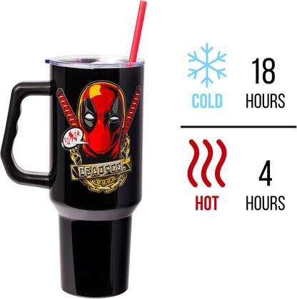 Coca-Cola Diet Coke Vertical, Stainless Steel Tumbler, 40oz | Ribbon, Includes Handle, Double Walled, Straw, Fits in Cup Holder, 1.18 Liters