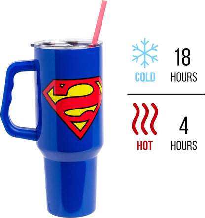 Coca-Cola Diet Coke Vertical, Stainless Steel Tumbler, 40oz | Ribbon, Includes Handle, Double Walled, Straw, Fits in Cup Holder, 1.18 Liters