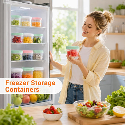 9 Pack 5.4 oz Food Storage Containers with Twist Lids, BPA-Free Plastic Portion Cups with Labels, Reusable Snack Containers for Sauces, Dips, Meal Prep, Microwave Dishwasher Freezer Safe