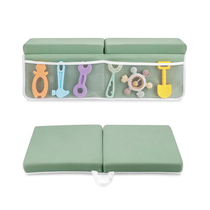 Baby Bath Kneeler & Elbow Rest Pad, Comfortable Non-Slip Kneeling Mat Cushion with Toy Organizer Storage Pockets, Foldable Foam Mat for Toddler Bathroom Bathing Time (Grey)
