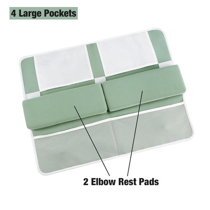 Baby Bath Kneeler & Elbow Rest Pad, Comfortable Non-Slip Kneeling Mat Cushion with Toy Organizer Storage Pockets, Foldable Foam Mat for Toddler Bathroom Bathing Time (Grey)
