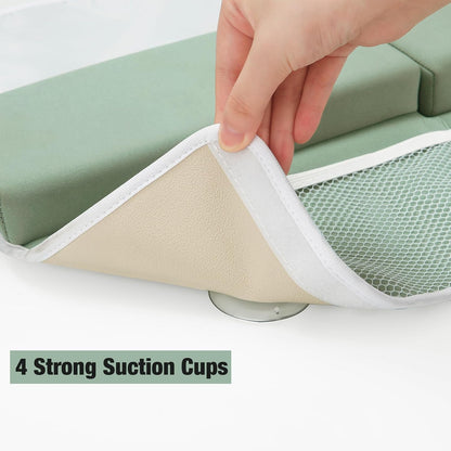 Baby Bath Kneeler & Elbow Rest Pad, Comfortable Non-Slip Kneeling Mat Cushion with Toy Organizer Storage Pockets, Foldable Foam Mat for Toddler Bathroom Bathing Time (Grey)
