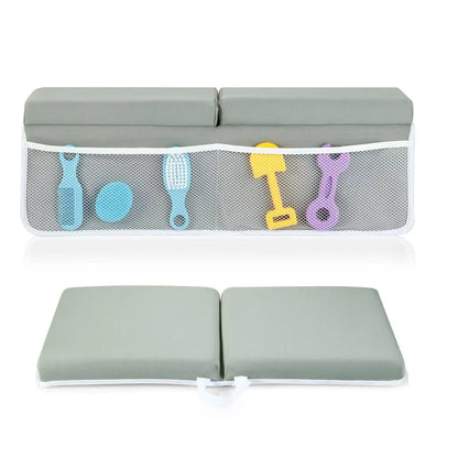 Baby Bath Kneeler & Elbow Rest Pad, Comfortable Non-Slip Kneeling Mat Cushion with Toy Organizer Storage Pockets, Foldable Foam Mat for Toddler Bathroom Bathing Time (Grey)