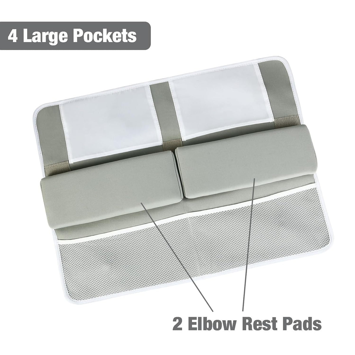 Baby Bath Kneeler & Elbow Rest Pad, Comfortable Non-Slip Kneeling Mat Cushion with Toy Organizer Storage Pockets, Foldable Foam Mat for Toddler Bathroom Bathing Time (Grey)