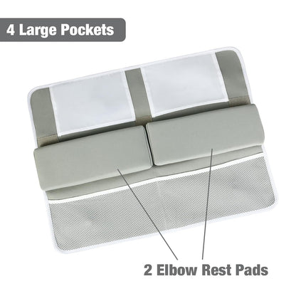 Baby Bath Kneeler & Elbow Rest Pad, Comfortable Non-Slip Kneeling Mat Cushion with Toy Organizer Storage Pockets, Foldable Foam Mat for Toddler Bathroom Bathing Time (Grey)