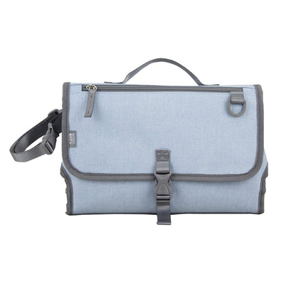 Baby Portable Water Resistant Diaper Changing Pad & Diaper Changing Kit Travel Bag Baby Station On The Go, Purple Chambray