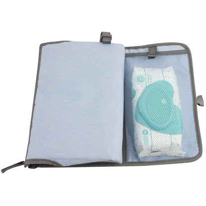 Baby Portable Water Resistant Diaper Changing Pad & Diaper Changing Kit Travel Bag Baby Station On The Go, Purple Chambray