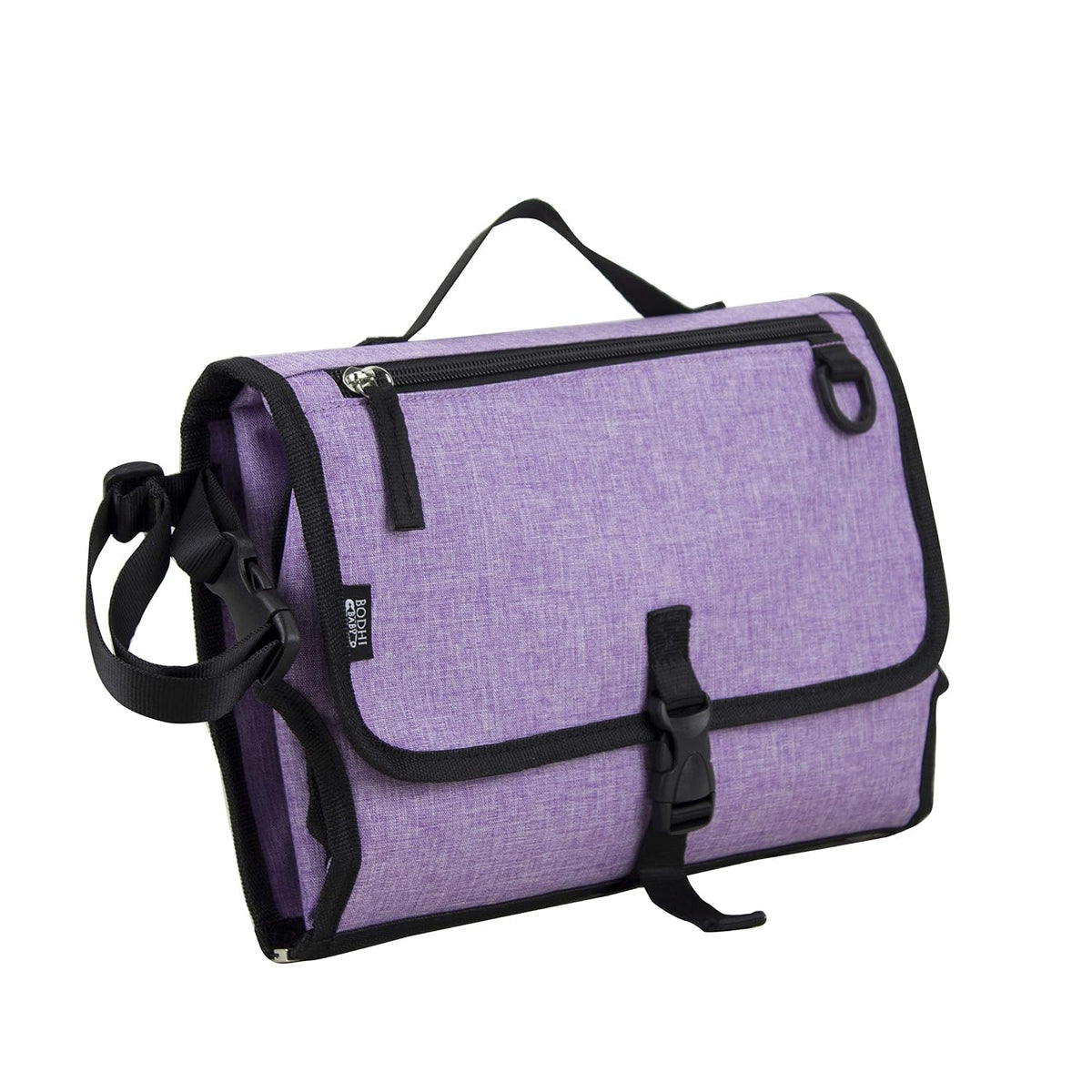 Baby Portable Water Resistant Diaper Changing Pad & Diaper Changing Kit Travel Bag Baby Station On The Go, Purple Chambray