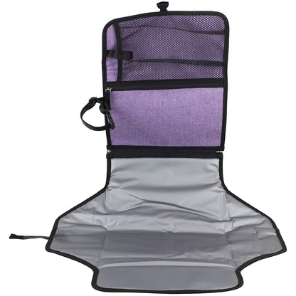 Baby Portable Water Resistant Diaper Changing Pad & Diaper Changing Kit Travel Bag Baby Station On The Go, Purple Chambray