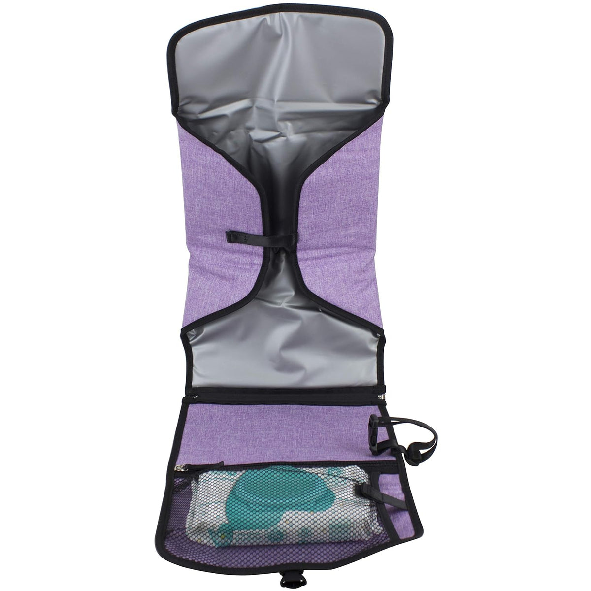 Baby Portable Water Resistant Diaper Changing Pad & Diaper Changing Kit Travel Bag Baby Station On The Go, Purple Chambray
