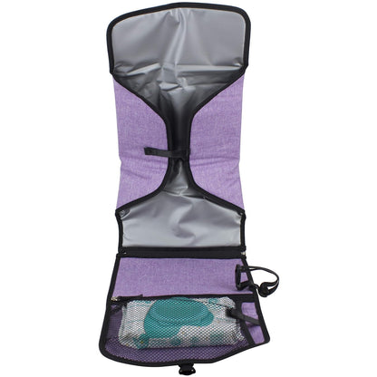 Baby Portable Water Resistant Diaper Changing Pad & Diaper Changing Kit Travel Bag Baby Station On The Go, Purple Chambray