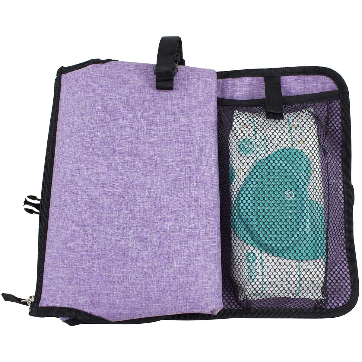 Baby Portable Water Resistant Diaper Changing Pad & Diaper Changing Kit Travel Bag Baby Station On The Go, Purple Chambray