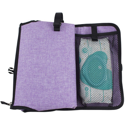Baby Portable Water Resistant Diaper Changing Pad & Diaper Changing Kit Travel Bag Baby Station On The Go, Purple Chambray