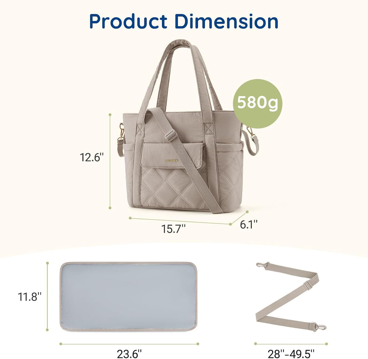Diaper Bag Tote Small Baby Bag with Insulated Pockets, Lightweight Mommy Tote with Stroller Straps, Nurse Gym Travel