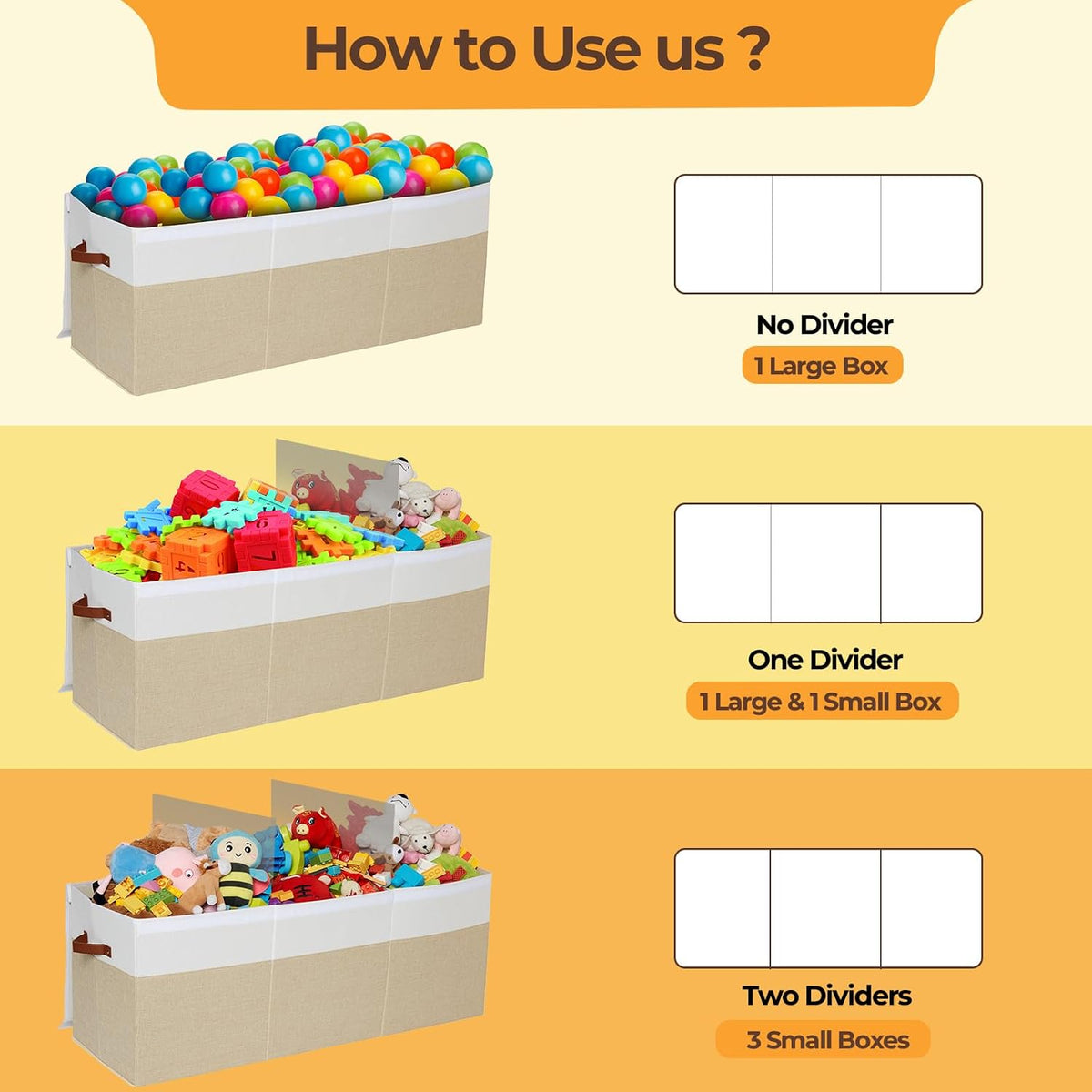 Extra Large Toy Box with Lid,Collapsible Toy Storage Chest,Beige