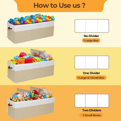 Extra Large Toy Box with Lid,Collapsible Toy Storage Chest,Beige