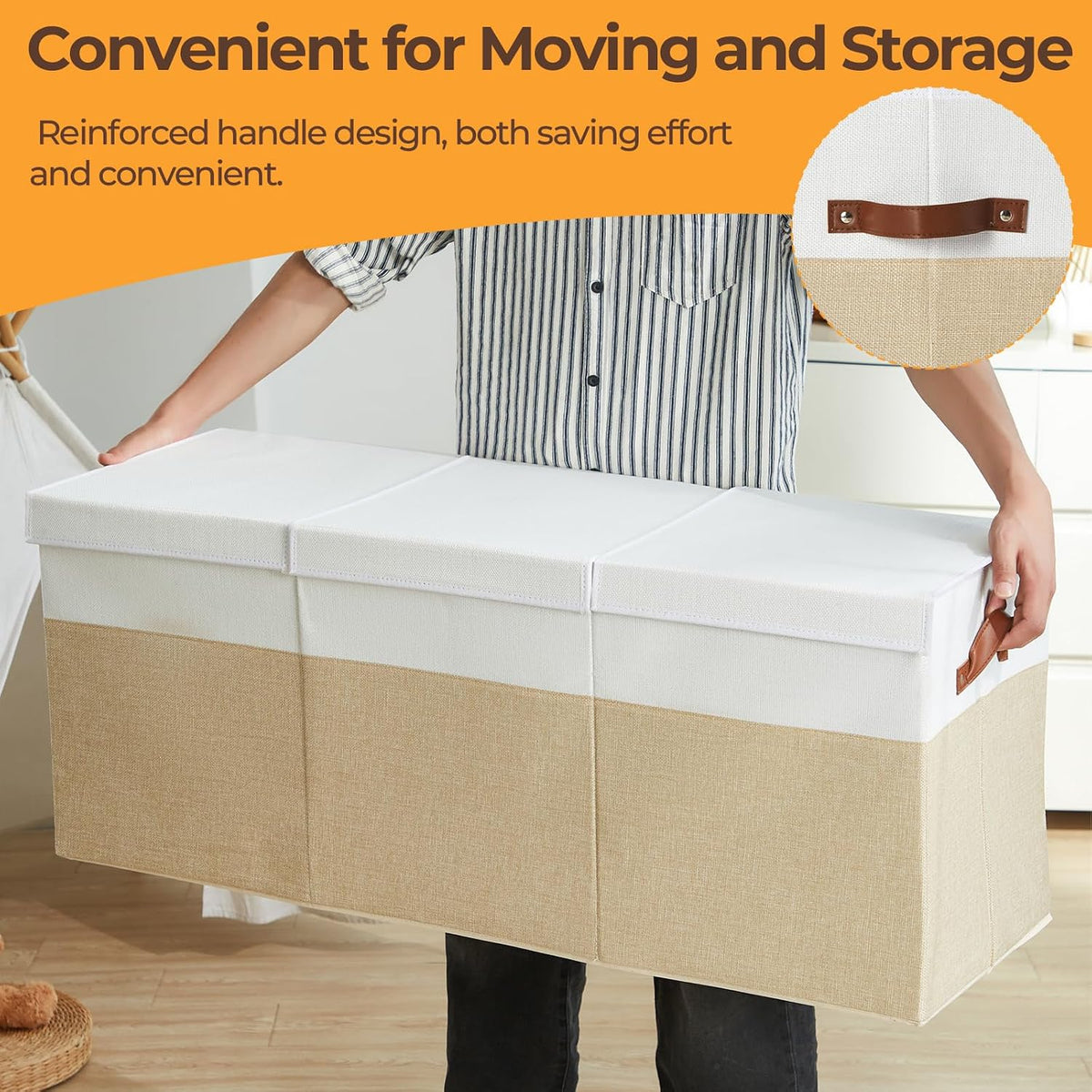Extra Large Toy Box with Lid,Collapsible Toy Storage Chest,Beige