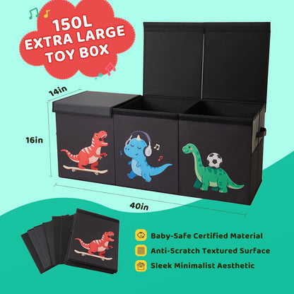 Extra Large Toy Box with Lid,Collapsible Toy Storage Chest,Beige