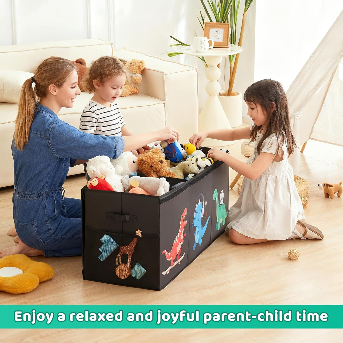 Extra Large Toy Box with Lid,Collapsible Toy Storage Chest,Beige