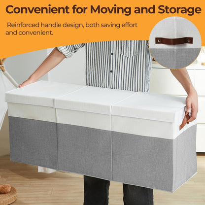 Extra Large Toy Box with Lid,Collapsible Toy Storage Chest,Beige