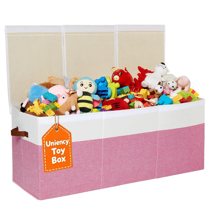 Extra Large Toy Box with Lid,Collapsible Toy Storage Chest,Beige