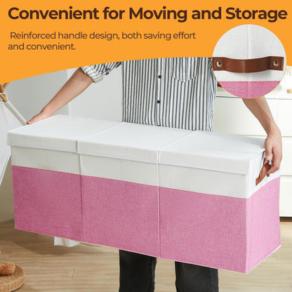 Extra Large Toy Box with Lid,Collapsible Toy Storage Chest,Beige