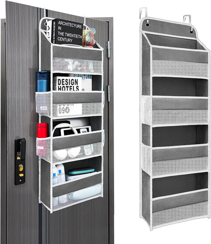 Space Saving Over The Door Organizer,5 Shelves & 8 Side Pockets,Anti Tilt Hanging Behind Door Storage,Heavy-Duty Reinforced Mesh Rack Holds 44lb for Bathroom,Pantry, Nursery,Closet, Shoes, Towels
