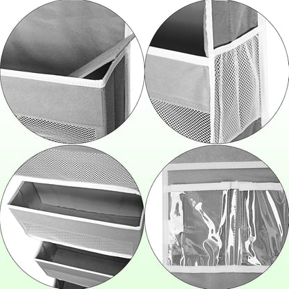 Space Saving Over The Door Organizer,5 Shelves & 8 Side Pockets,Anti Tilt Hanging Behind Door Storage,Heavy-Duty Reinforced Mesh Rack Holds 44lb for Bathroom,Pantry, Nursery,Closet, Shoes, Towels