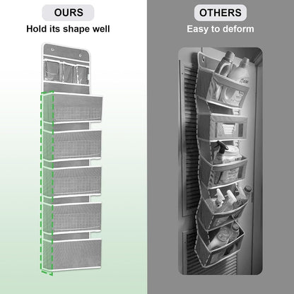 Space Saving Over The Door Organizer,5 Shelves & 8 Side Pockets,Anti Tilt Hanging Behind Door Storage,Heavy-Duty Reinforced Mesh Rack Holds 44lb for Bathroom,Pantry, Nursery,Closet, Shoes, Towels