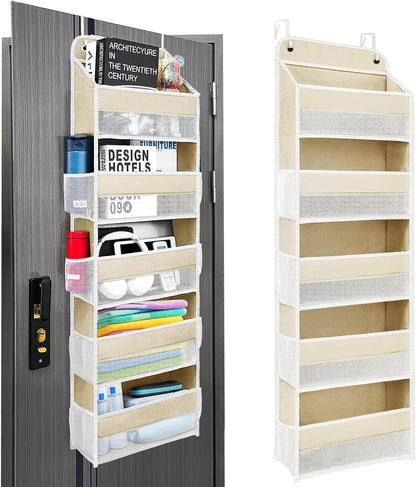 Space Saving Over The Door Organizer,5 Shelves & 8 Side Pockets,Anti Tilt Hanging Behind Door Storage,Heavy-Duty Reinforced Mesh Rack Holds 44lb for Bathroom,Pantry, Nursery,Closet, Shoes, Towels