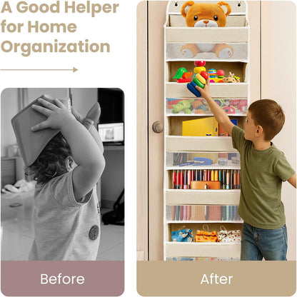 Space Saving Over The Door Organizer,5 Shelves & 8 Side Pockets,Anti Tilt Hanging Behind Door Storage,Heavy-Duty Reinforced Mesh Rack Holds 44lb for Bathroom,Pantry, Nursery,Closet, Shoes, Towels