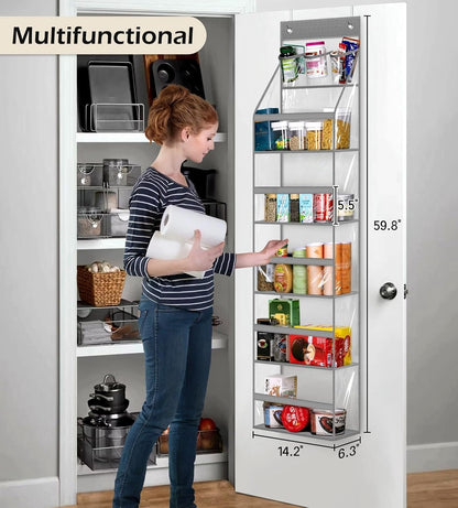 Full Clear PVC Over The Door Organizer Hanging Closet Storage with 5 Large Pockets and 3 Top Plastic Pouches for Pantry, Bathroom, Bedroom to Store Clothes, Diapers