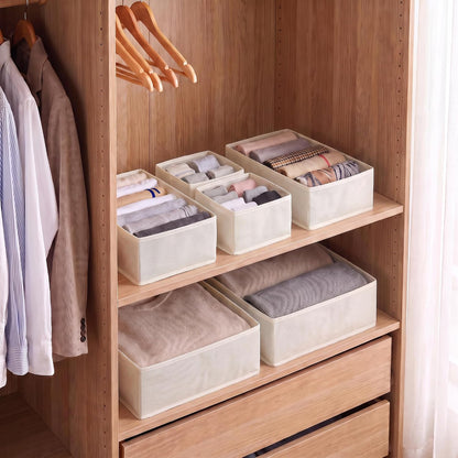Drawer Organizer Clothes, 6 Pack Dresser Organizer Bins, Foldable Fabric Closet Organizers and Storage, Three Sizes Drawer Dividers for Baby Clothes, Underwear, Socks, Nursery, Bedroom, Gray