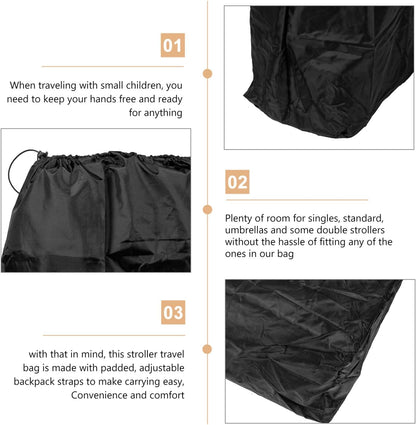 Durable Water Resistant Stroller Travel Bag with Padded Double Shoulder Straps for Airplane Gate Access and Protection for Folding and Carseat Strollers