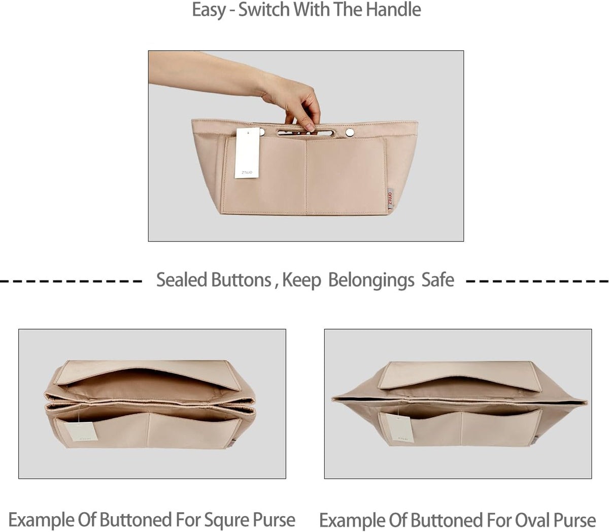 Purse Organizer Insert For Handbag & Tote Shaper,Tote Bag Organizer Insert For Speedy Neverful, 6 Sizes(Small, Silky Beige)