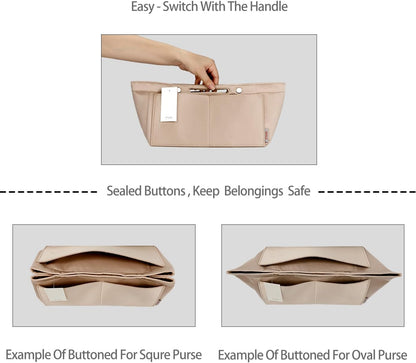 Purse Organizer Insert For Handbag & Tote Shaper,Tote Bag Organizer Insert For Speedy Neverful, 6 Sizes(Small, Silky Beige)