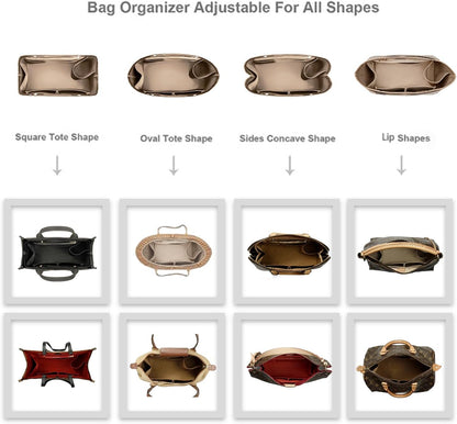 Purse Organizer Insert For Handbag & Tote Shaper,Tote Bag Organizer Insert For Speedy Neverful, 6 Sizes(Small, Silky Beige)