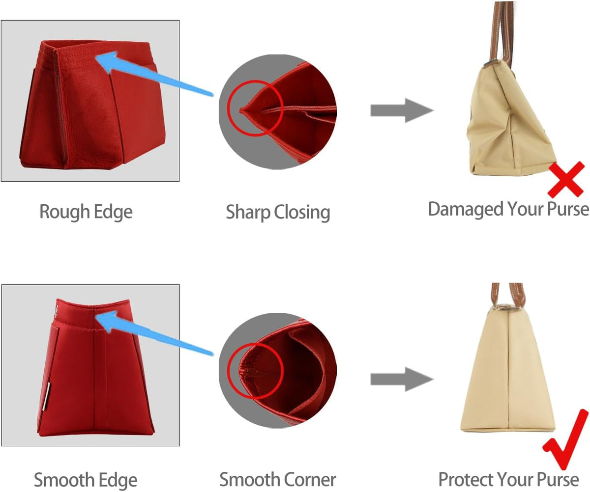 Purse Organizer Insert For Handbag & Tote Shaper,Tote Bag Organizer Insert For Speedy Neverful, 6 Sizes(Small, Silky Beige)
