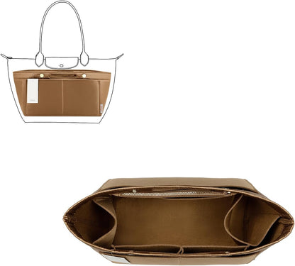 Purse Organizer Insert For Handbag & Tote Shaper,Tote Bag Organizer Insert For Speedy Neverful, 6 Sizes(Small, Silky Beige)