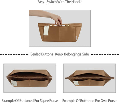 Purse Organizer Insert For Handbag & Tote Shaper,Tote Bag Organizer Insert For Speedy Neverful, 6 Sizes(Small, Silky Beige)