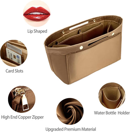 Purse Organizer Insert For Handbag & Tote Shaper,Tote Bag Organizer Insert For Speedy Neverful, 6 Sizes(Small, Silky Beige)